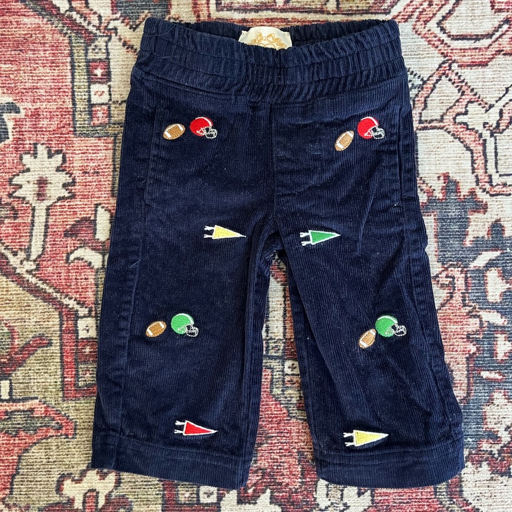 TBBC Navy Corduroy Football & Pennant Pull-On Pants
